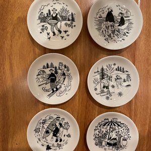 Arabia Finland Set of 6 Small Plates Emilia